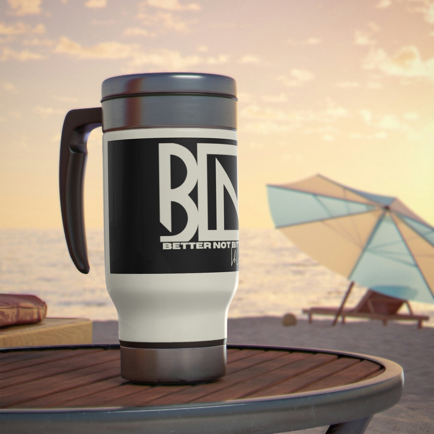 Better Not Bitter Stainless Steel Travel Mug with Handle, 14oz