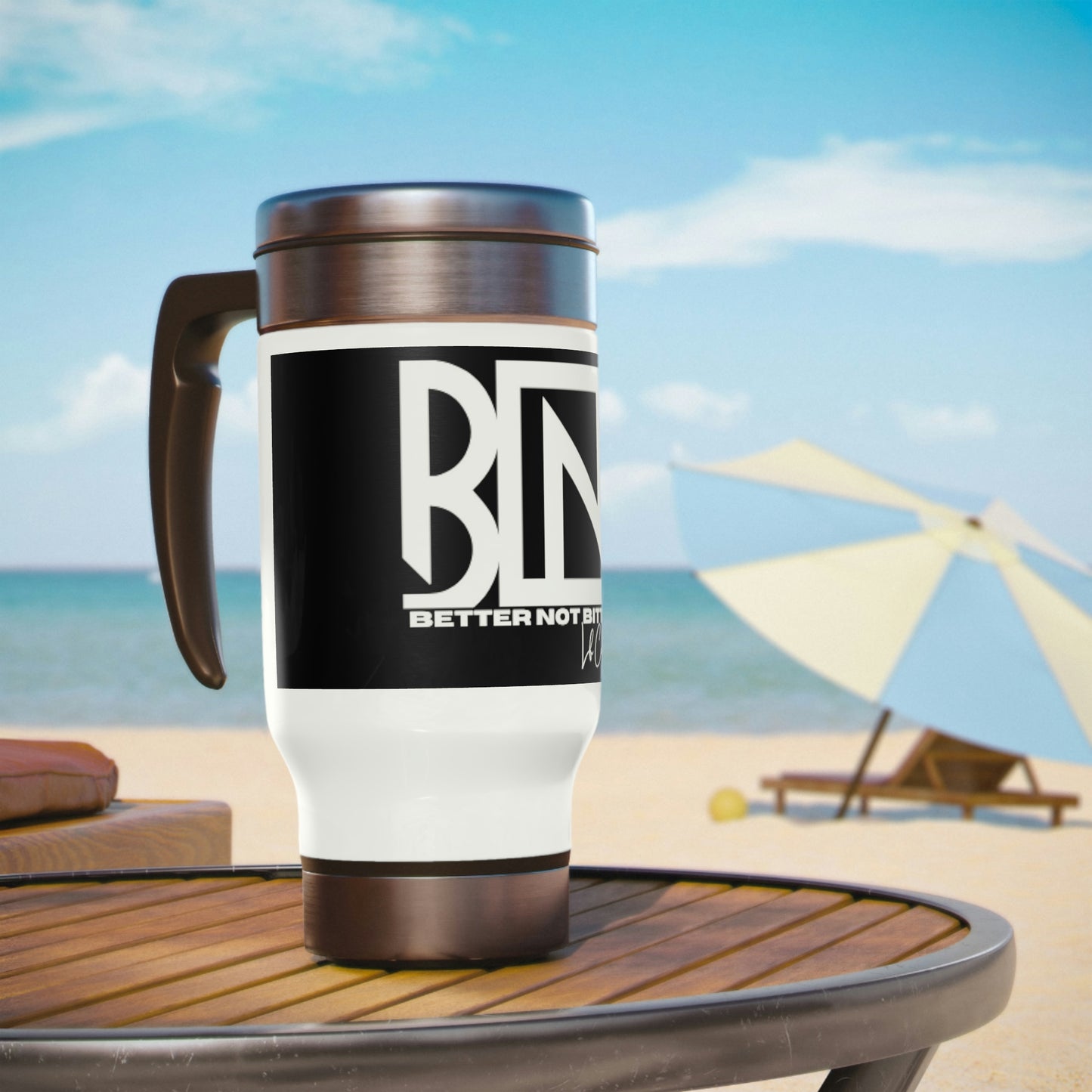 Better Not Bitter Stainless Steel Travel Mug with Handle, 14oz